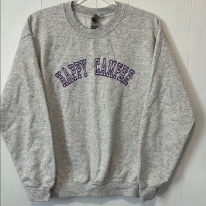 Gray Happy Camper Sweater Gildan